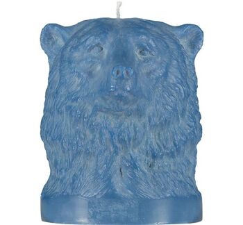 Grande Bougie Tête d'Ours Bleu Saxe 18 cm 2