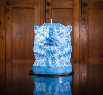 Grande Bougie Tête d'Ours Bleu Saxe 18 cm 7