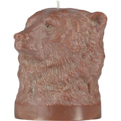 Vela grande cabeza de oso beige rosa 18 cm