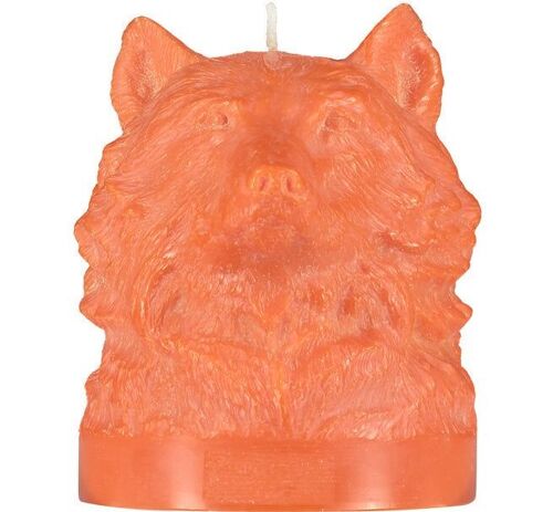 16.5 cm Medium Orange Flame Wolf Head Candle