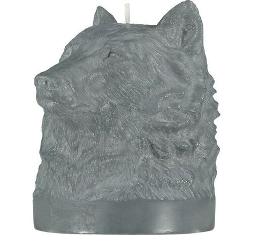 16.5 cm Medium Gunmetal Grey Wolf Head Candle
