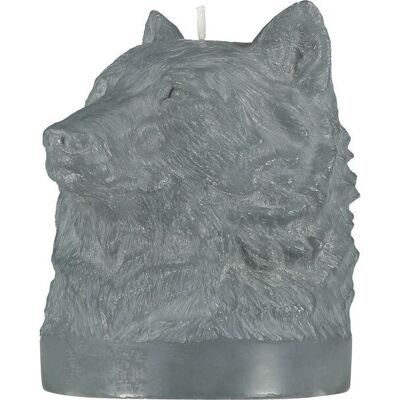 16.5 cm Medium Gunmetal Grey Wolf Head Candle