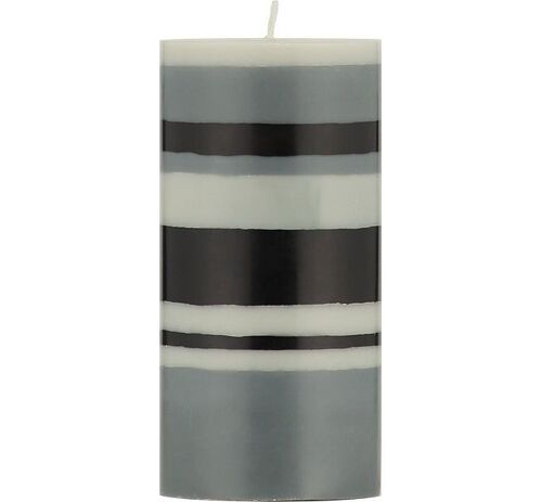 15 cm Tall STRIPED Gull, Gunmetal and Jet  Pillar Candle