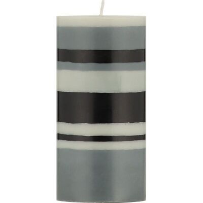 15 cm Tall STRIPED Gull, Gunmetal and Jet  Pillar Candle