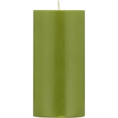 Bougie pilier SOLIDE vert olive de 15 cm de haut