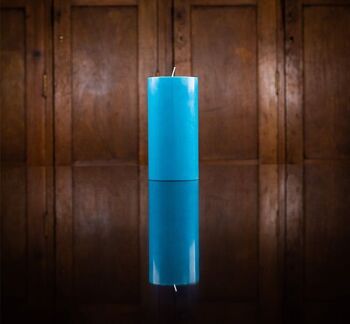 Bougie pilier SOLIDE bleu pétrole de 15 cm de haut 3