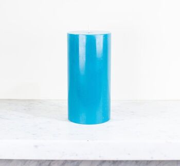 Bougie pilier SOLIDE bleu pétrole de 15 cm de haut 5