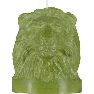 Vela pequeña cabeza de león verde oliva 13,5 cm