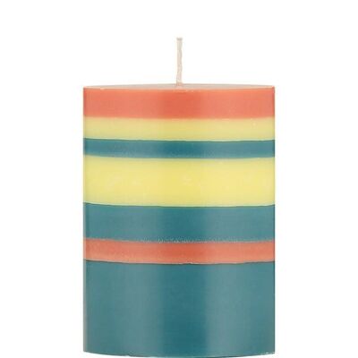 10 cm Small STRIPED Jamine, Rust and Petrol Pillar Candle