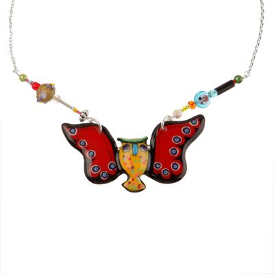 Necklace "owl with red wings"