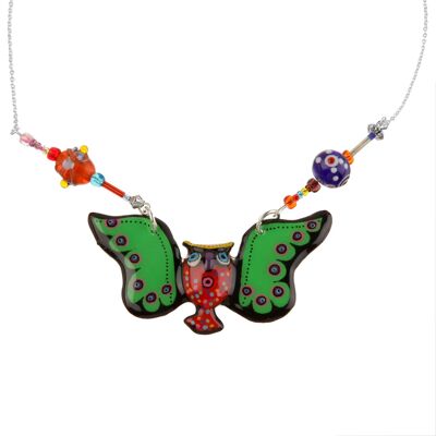 Necklace "owl with green wings"