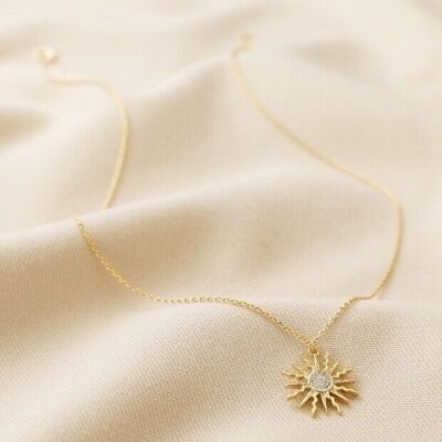 Sunburst Crystal Necklace in Gold