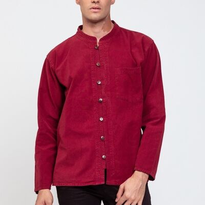 CHEMISE COL MAO BOUTONNÉE - 456 BORDEAUX