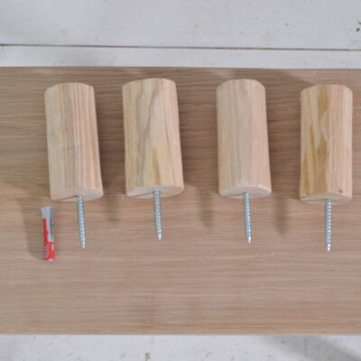 Wall hooks, coat hooks in untreated natural wood