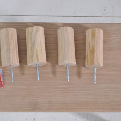 Wall hooks, coat hooks in untreated natural wood
