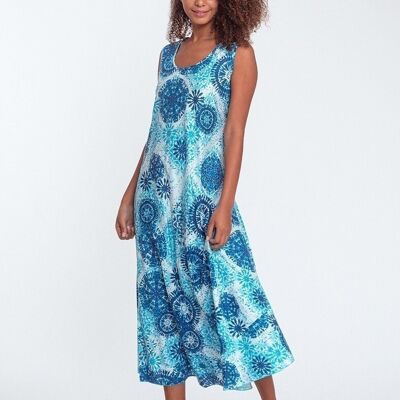 ROBE LONGUE ÉVASÉE - KAT726 BLEU 231D