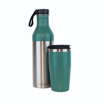 Peacock Green Cupple - Tasse à café et bouteille d'eau réutilisables 2 en 1 3