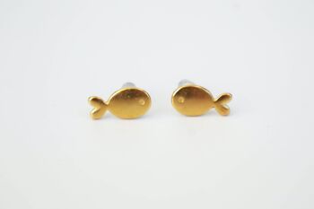 boucles d'oreilles poisson en plaqué or 24 carats 2