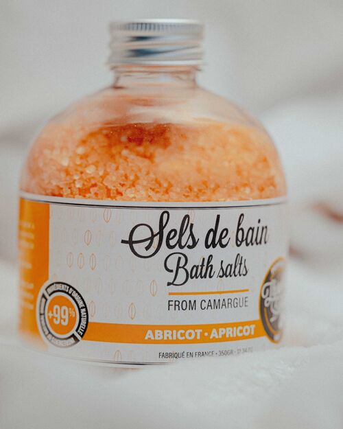 Sels de bain de Camargue / Bath salts. Parfum Abricot. 350g