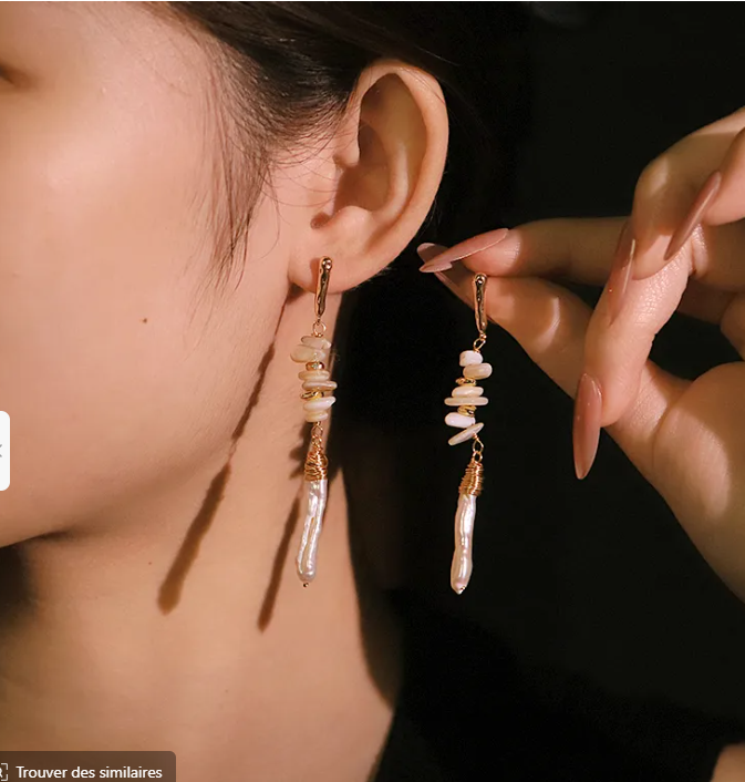 Earrings made of hypoallergenic 316L stainless steel and natural mother-of-pearl