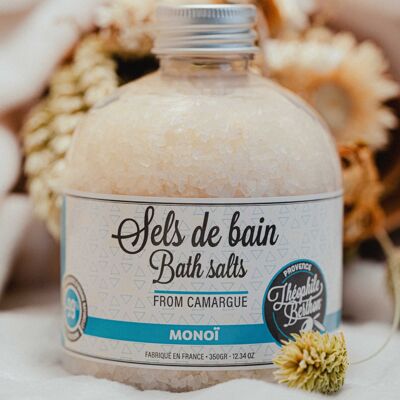 Sels de bain de Camargue / Bath salts. Parfum Monoï. 350g