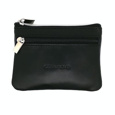 2 Zip Coin Purse with Ring for Key | Ubrique skin | 10012 Black