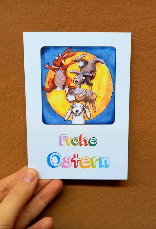 Osterkarte Postkarte 10 Stück mit Hasen Din A6