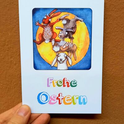Osterkarte Postkarte 10 Stück mit Hasen Din A6