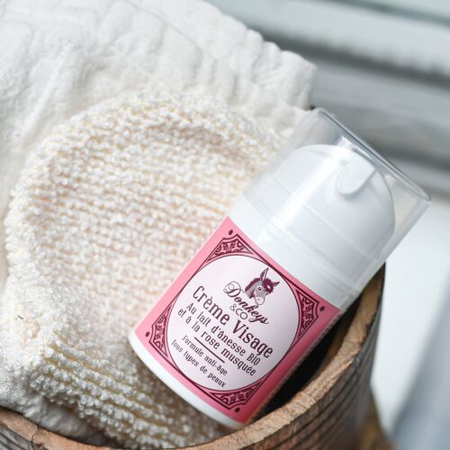 Crème Visage Bio lait d'ânesse - rose musquée