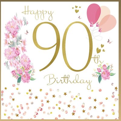 Feliz Cumpleaños 90 Años Flores