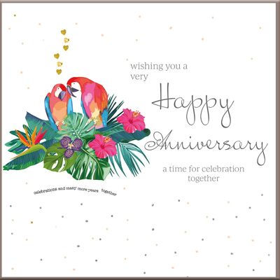 Blossom Love Happy Anniversary - Due pappagalli innamorati