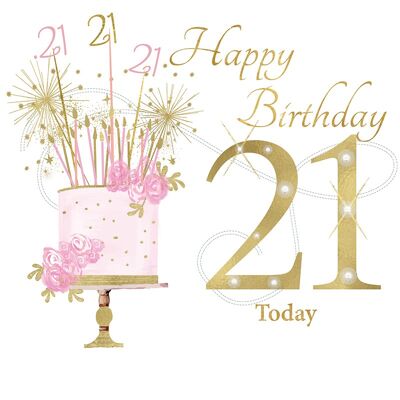 Cumpleaños rosa abierto de 21 años