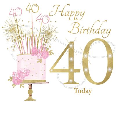 Cumpleaños rosa abierto de 40 años