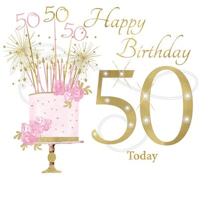 Cumpleaños rosa abierto de 50 años
