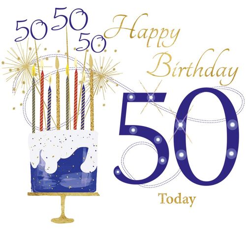 Age 50 Open Blue Birthday