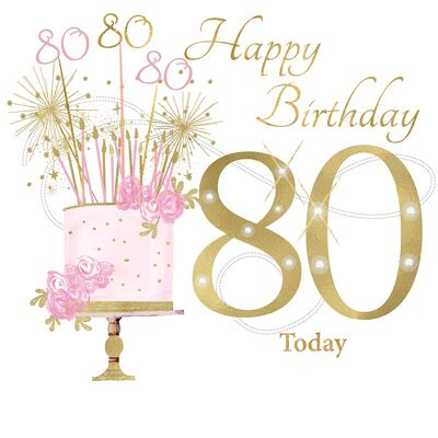 Cumpleaños rosa abierto de 80 años