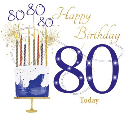Età 80 Compleanno aperto blu