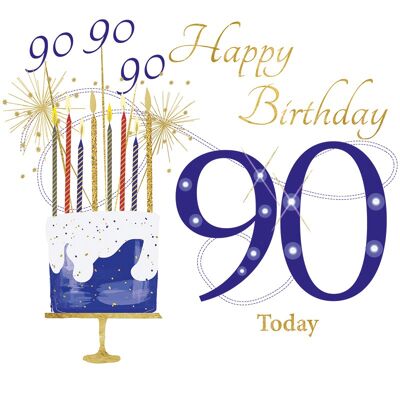 Edad 90 Cumpleaños azul abierto