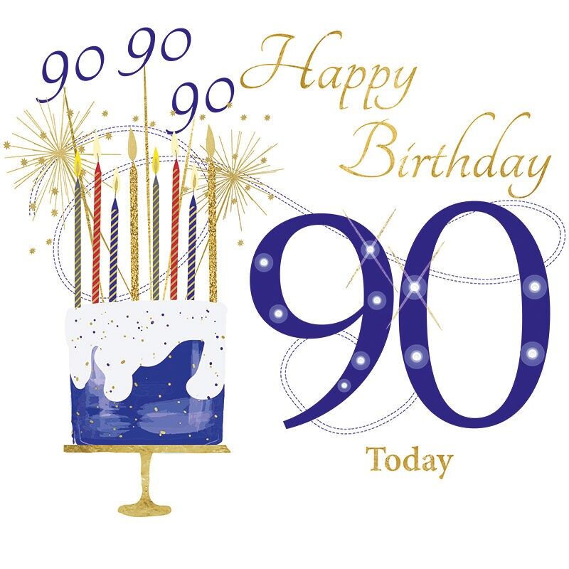 Età 90 Compleanno Blu Aperto