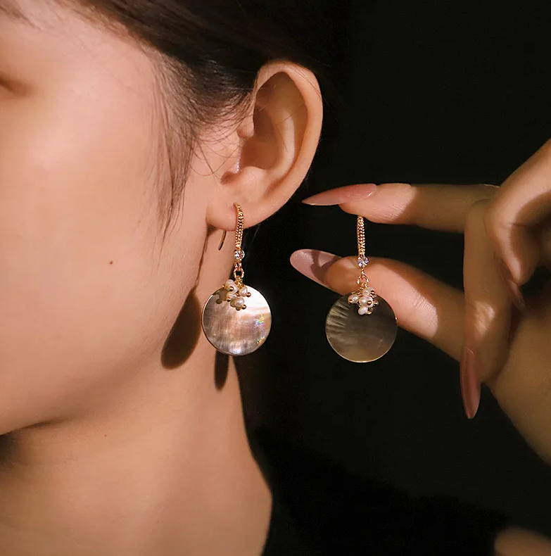 Hypoallergenic stainless steel 316L earrings.AND BLACK MOTHER-OF-PEARL