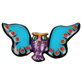 Broche "chouette aux ailes bleues" 1