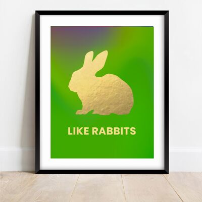 Wie Kaninchen. Kaninchen-Kunstdruck.