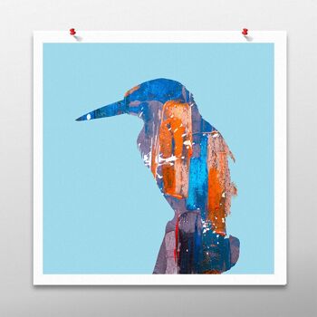 Kingfisher Bird Artwork, Blue Wall Art, Poster Print - Sans cadre 1