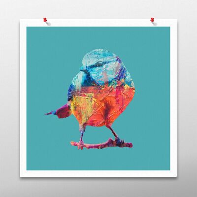 Blue Tit Bird Artwork, Jade Wall Art, Poster Print - Senza cornice