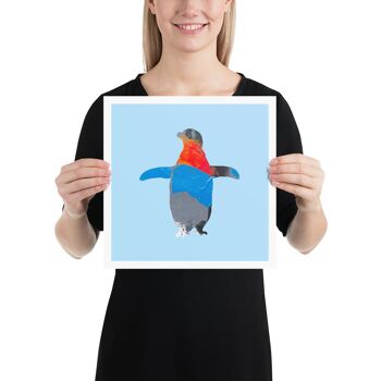 Oeuvre d'oiseau de pingouin, art mural bleu glace, impression d'affiche - sans cadre 2