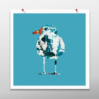 Sea Gull Bird Art, Blue Wall Art, Poster Print - Sans cadre 1