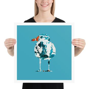Sea Gull Bird Art, Blue Wall Art, Poster Print - Sans cadre 3