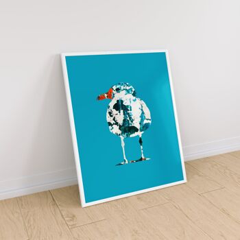 Sea Gull Bird Art, Blue Wall Art, Poster Print - Sans cadre 4