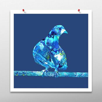 Pigeon Bird Artwork, Blue Wall Art, Poster Print - Sans cadre 1