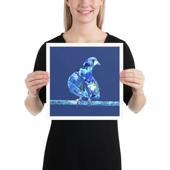 Pigeon Bird Artwork, Blue Wall Art, Poster Print - Sans cadre 2